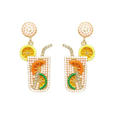 Cocktail Dangle earrings in White, Yellows and Orange